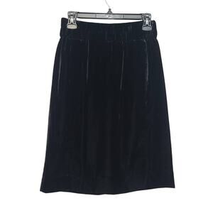 J.Crew Velvet Pull-On Midi Skirt Black Size XS GUC Elastic Waist Pockets